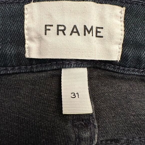 Frame Zip Fly Le High Flare Stretch Denim Jeans Deep Indigo Size 31 - Picture 4 of 7